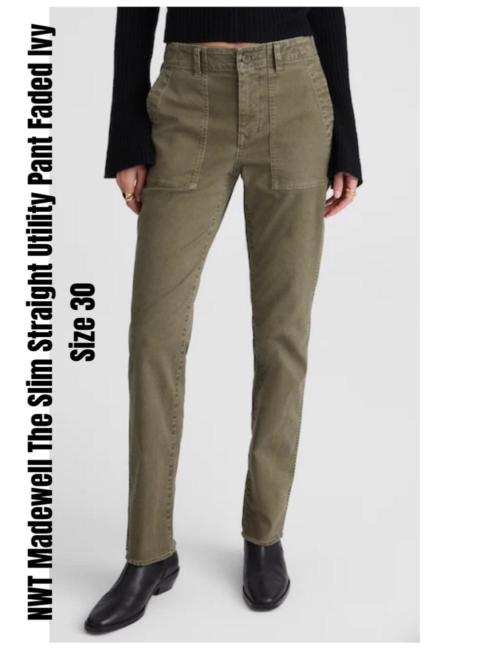 Madewell The Slim Straight Utility Pant Faded Ivy Size 30